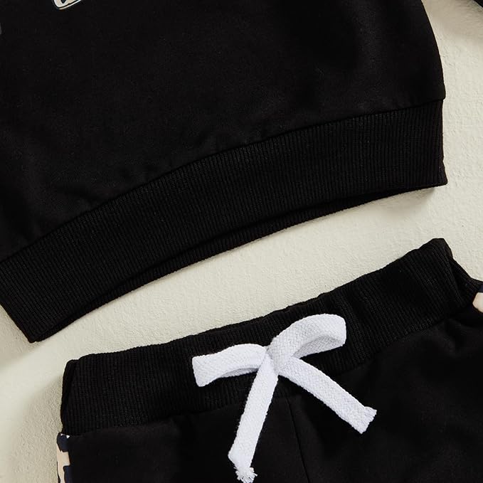 Kupretty Baby Girl Fall Winter Clothes Toddler Outfit Letters Graphic Crewneck Sweatshirts + Joggers Pants Set