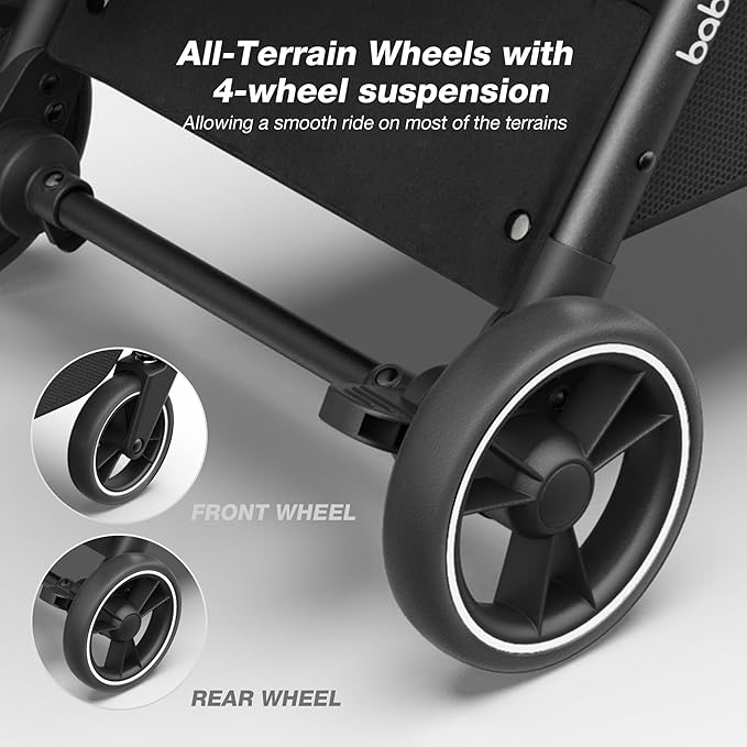 Travel Stroller, Overhead-Friendly Compact Baby Stroller(Newborn to 50lbs), Self-Folding Toddler Pushchair for Travel, Full-Reclining Seat, Cup Holder Included