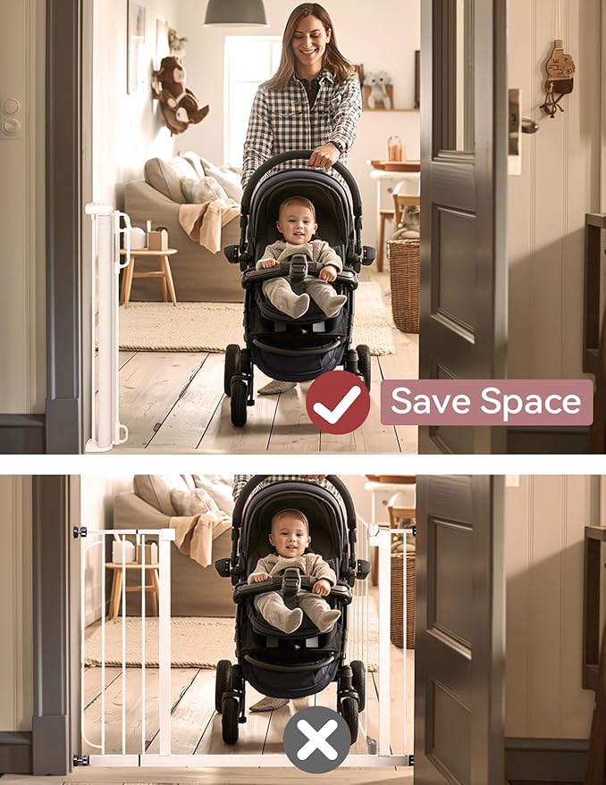 Momcozy Retractable Baby Gate, 33" Tall, Extends up to 55" Wide, Child Safety Baby Gates for Stairs, Doorways, Hallways, Indoor, Outdoor