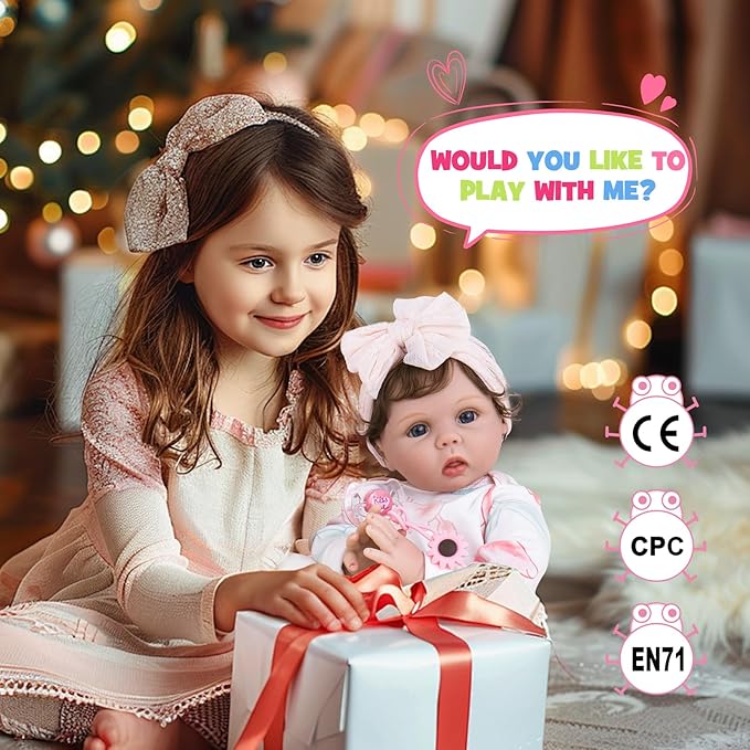 Aori Lifelike Reborn Baby Dolls - 22" Realistic Weighted Cloth Body Baby Girl with 3/4 Soft Vinyl Limbs, Newborn Toddler Doll for Kids Ages 3+ Years
