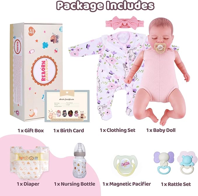BABESIDE Lifelike Reborn Baby Dolls Girl with Poseable Body, Realistic Real Life Baby Dolls with Accessories for 3+ Year Old Girls Gifts, Pretend Play, Collection, 20 inches