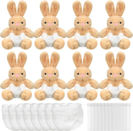 8 Sets Rabbit Blindfolded Diaper Changing Baby Shower Games Boys Girls Baby Dolls Diapers for Bridal Shower Gender Reveal Games Prizes Gifts for Adults