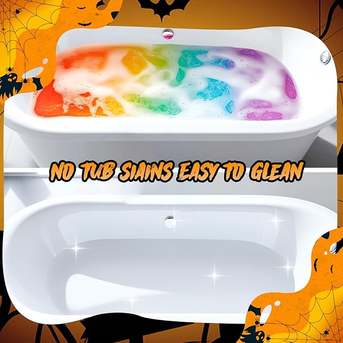 Halloween Bath Bombs Set for Kids, Boo Basket Stuffers for Women, Boys & Girls Spooky Celebration Gift, Handmade 6 Fun Shapes Hallowen Trick o Treat Party Favors for Kids