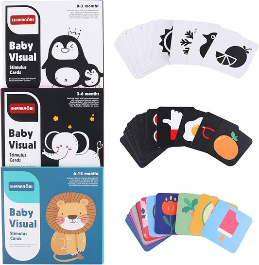 High Contrast Baby Flashcards, 96 Pcs 192 Pages Black White Colorful Visual Sensory Stimulation Learning Activity Card for Newborn Ages 0-3-6-12 Months, Brain Developmental Infant Toys Montessori Gift