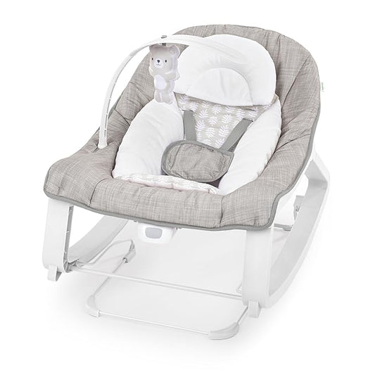 Ingenuity Keep Cozy 3-in-1 Grow with Me Vibrating Baby Bouncer Seat & Infant to Toddler Rocker, Vibrations & Toy Bar, 0-30 Months Up to 40 lbs (Linden)