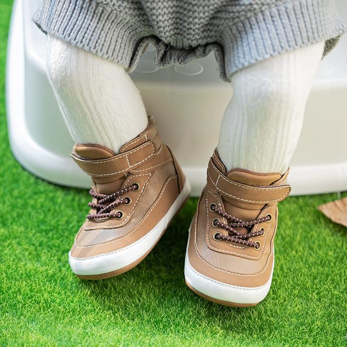 CENCIRILY Baby Boys Girls High Top Sneakers Soft Soles Anti Skid Infant Ankle Shoes Toddler Prewalker First Walking Crib Shoes