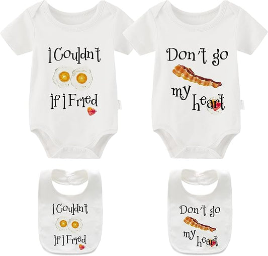 YSCULBUTOL Baby Twins Bodysuit Perfect Together Best Friend Newborn Romper Toddler Unisex Twin Outfit