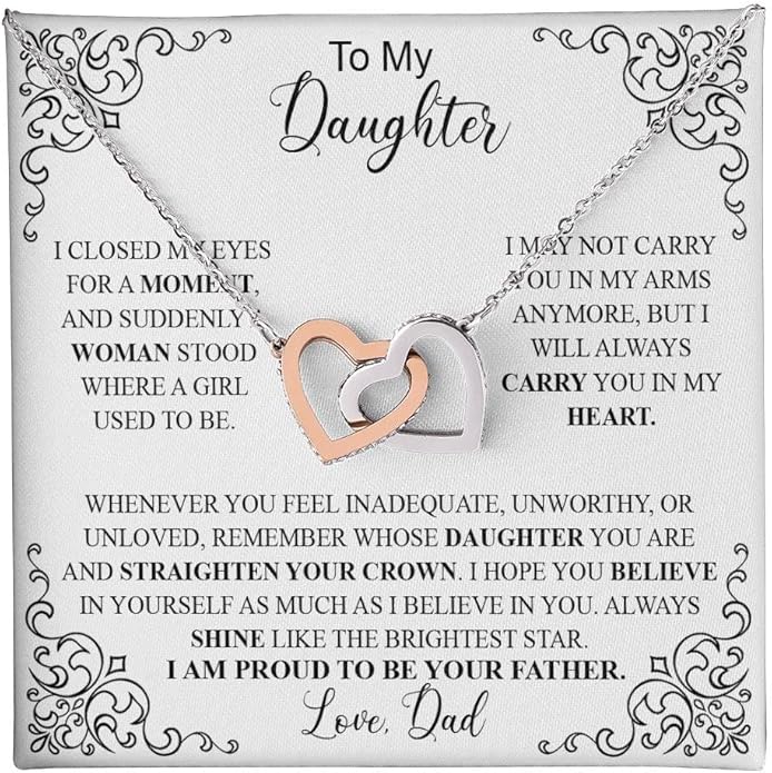 To My Daughter Gift Necklace From Dad or Mom - Badass Daughter Jewelry With Heartfelt Message & Elegant Box