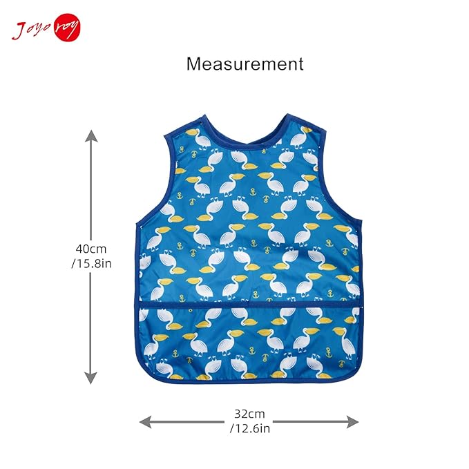 Joyo roy Mess Proof Baby Bibs for Eating Waterproof Toddler Bibs 1-3 Years Soft Machine Washable Sleeveless Baby Smock Bib for Boys Travel Reusable Led Weaning Apron for Feeding Bib with Food Catcher