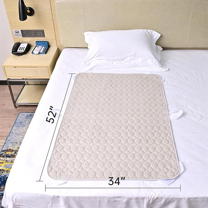 Positioning Bed Pad with Handles, Waterproof Breathable Reusable Bed Pads for Incontinence at Home & Hospital, 2 Pack Washable Transfer Sheet Pads for Adults and Elderly(34x52 Inch)