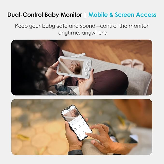 ieGeek 5" Split Screen Baby Monitor,HD Night Vision,2-Way Talk,Motion Detection,Temperature&Humidity Sensor,WiFi Baby Camera Monitor Supports Smartphone App(Upgrade)