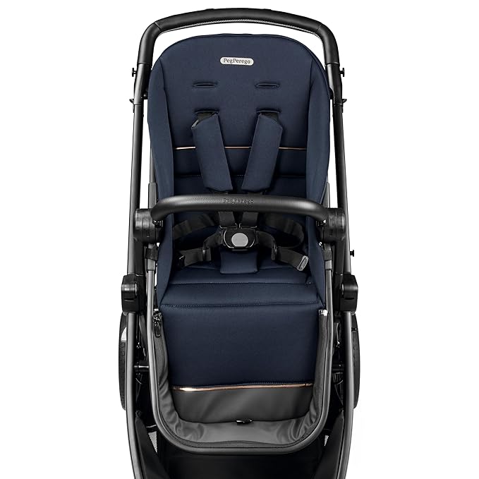 Peg Perego Ypsi – Compact Single to Double Stroller – Compatible with All Primo Viaggio Infant Car Seats & Ypsi Bassinets - Made in Italy - Blue Shine (Blue & Copper)