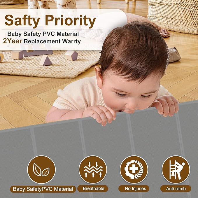 Upgraded 120 inch Retractable Baby Gates Extra Wide with Reinforced Strip Design to Prevent Crawling Through, 10 Foot Retractable Dog Gate, 34" Tall, Retractable Gate for Indoor/Outdoor