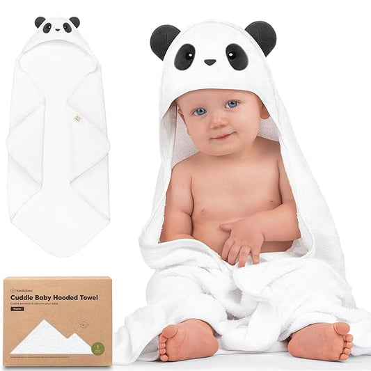 KeaBabies Hooded Baby Towel for Newborn - Viscose Derived from Bamboo Large Baby Bath Towels with Hood for Boys, Girls, Toddler, Extra Absorbent & Soft Newborn Bath Essentials (Panda)