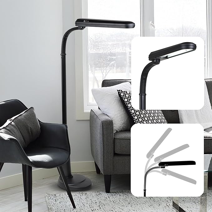 OttLite Standing Floor Lamp Weighted Base Adjustable Neck