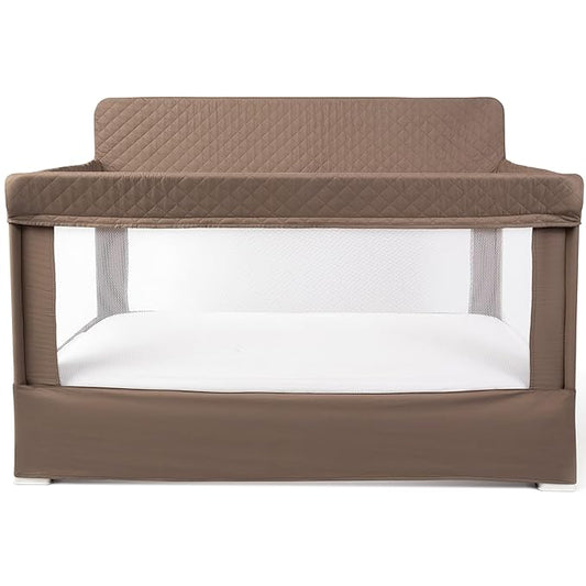 Baby Delight Lunaire Full Size Crib | Breathable Mesh Baby Crib | Tool-Free Assembly Baby Bed | 100% GOTS Certified Organic Cotton Fabric | Organic Mocha