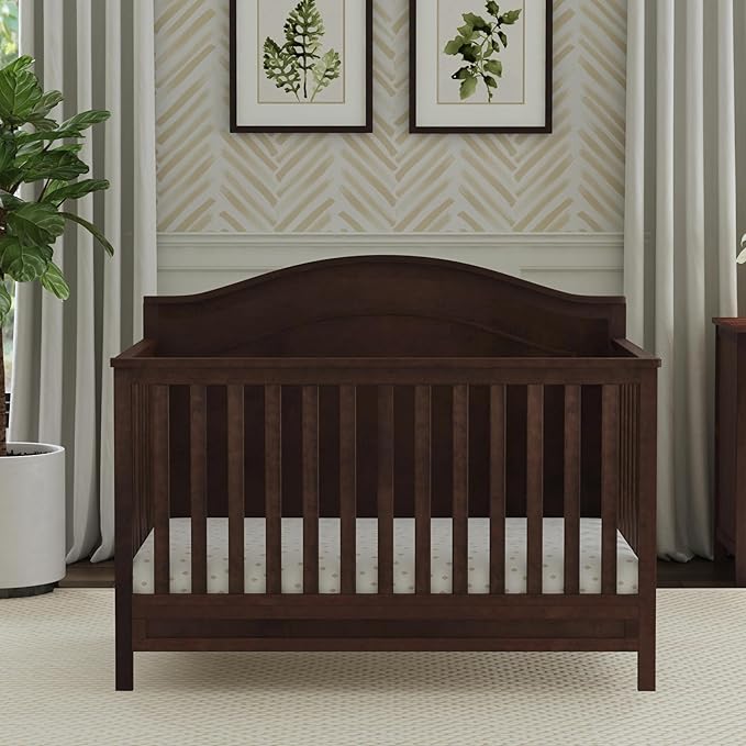 daVinci Charlie 4-in-1 Baby Crib Convertible to Toddler Bed, Daybed, Full-Size Bed, Easy Assembly - GREENGUARD Gold Certified - 4 Adjustable Mattress Heights, Conversion Kit Sold Separately - Espresso