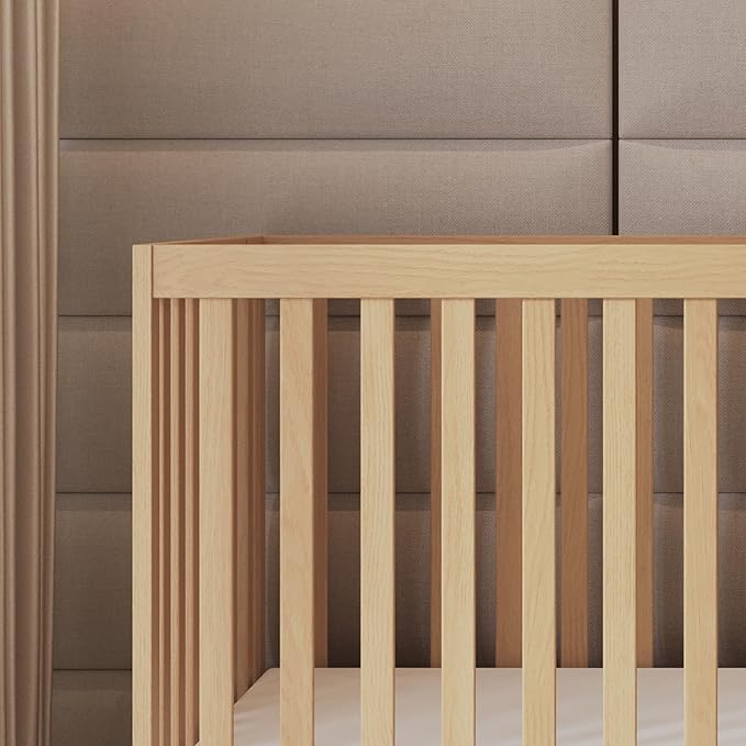 Foundations Travel Sleeper Full-Size Wooden Folding Crib with 3” InfaPure Foam Mattress and Commercial Grade Casters, Hotel Crib (Natural)