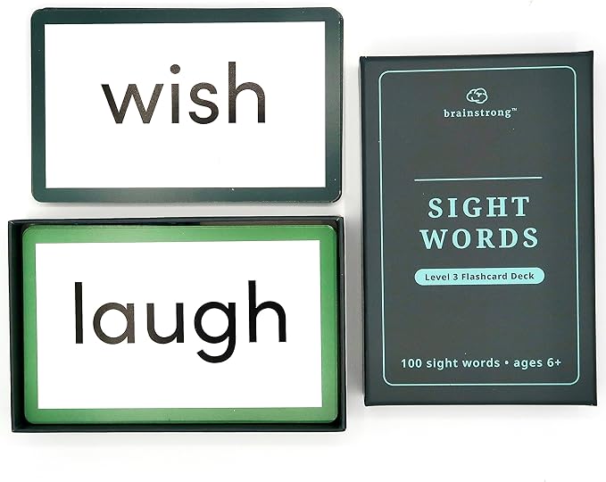 400 Essential Reading Sight Words | Ages 6-8 | Kindergarten - 2nd Grade Classroom Curriculum | Build Vocabulary & Reading Skills | Brainstrong Premium 4-Level Box Set | 200 Flashcards
