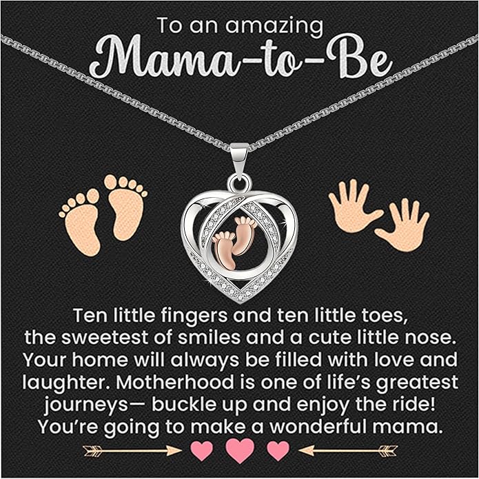 Baby Footprint Necklace for Mom to Be Push Present Pregnancy Gift for Expectant Mother| Soon-to-be Mom Jewelry, Congrats Pregnancy Pendant