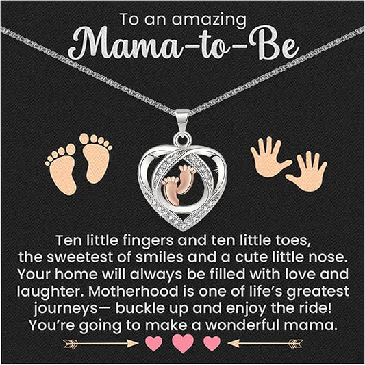 Baby Footprint Necklace for Mom to Be Push Present Pregnancy Gift for Expectant Mother| Soon-to-be Mom Jewelry, Congrats Pregnancy Pendant
