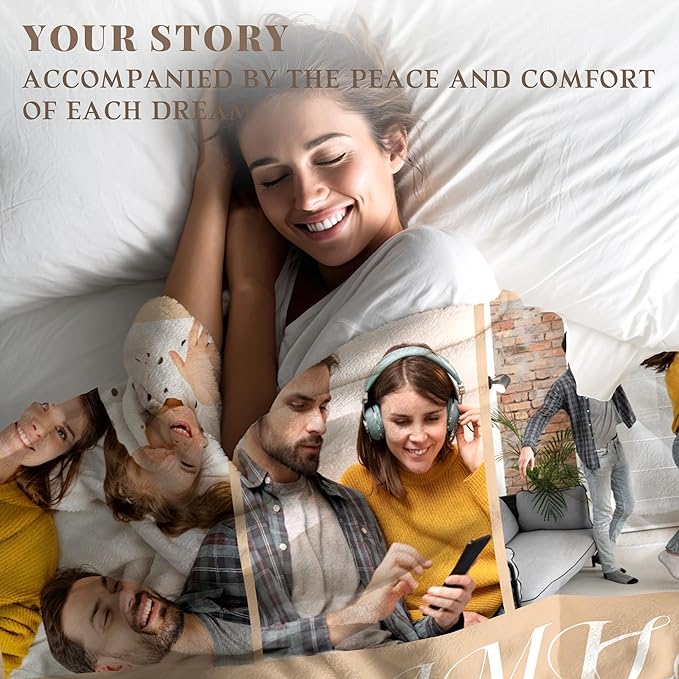 Custom Personalized 9 Photo Collage Blanket Thow Gifts with Text, Customized Pictures Blankets Gift for Christmas Birthday Thanksgiving Adults Kids Dad Mom Girlfriend Boyfriend (9 Family)