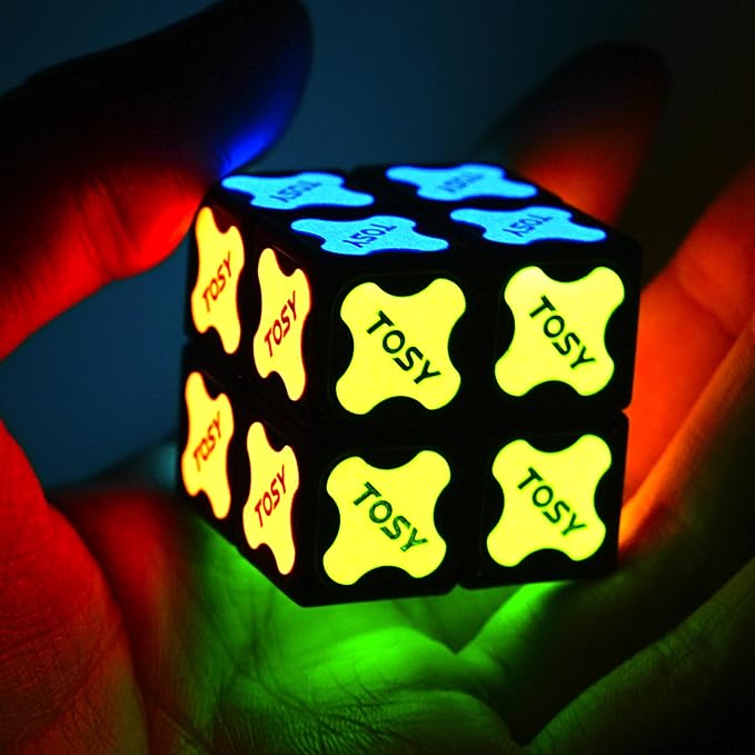 TOSY Magnet Fidget Spinner Glow - 16 Blocks, 3 in 1 Toy: Transformable Fidget Spinner, Infinity Cube, 2x2 Puzzle Cube, Glow, Stress Relief, STEM Magnet Tiles Birthday Gift for Kids/Boys/Girls/Adults
