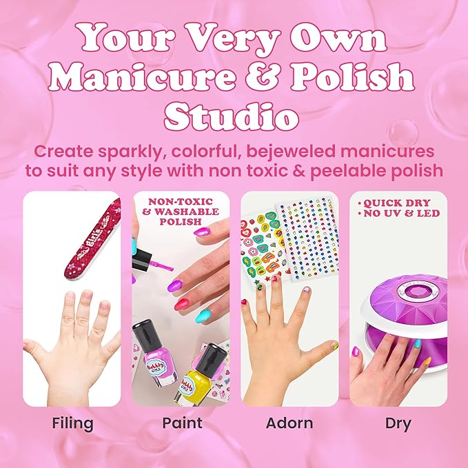 Kids Spa Day Kit for Girls, 42+ Piece Spa Set with Waterfall Foot Spa, Nail Spa Kit, Pedicure and Manicure Accessories, Perfect Spa Kit for Girls Ages 6 7 8 9 10 11 12, Fun Birthday or Christmas Gift