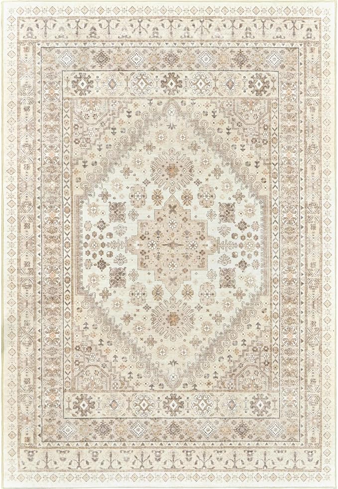 zesthome 6x9 Area Rug, Super Soft Washable Rugs for Living Room, Non-Slip Stain Resistant Vintage Rugs, Ultra-Thin Large Area Rugs