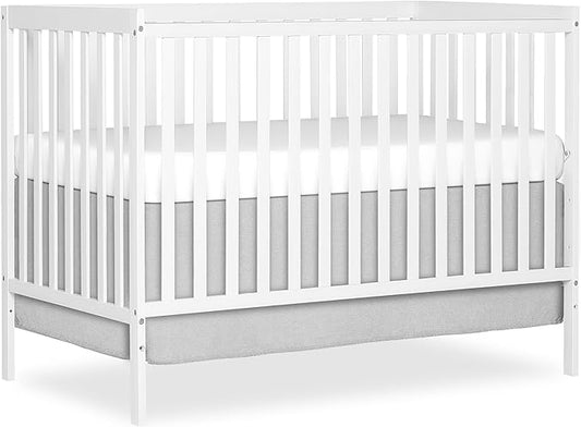 Dream On Me Synergy 5-in-1 Convertible Full-Size Baby Crib with Toddler, Day & Full Bed Conversion in White, GreenGuard Gold & JPMA, 3 Mattress Heights, Sustainable Pinewood