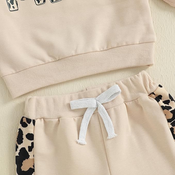 Kupretty Baby Girl Fall Winter Clothes Toddler Outfit Letters Graphic Crewneck Sweatshirts + Joggers Pants Set