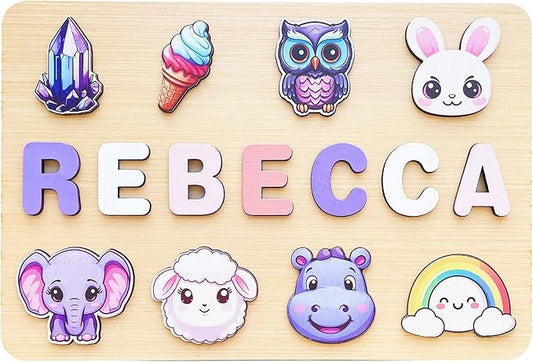 Personalized Name Puzzle for 1 2 3+ Year Old,Montessori Toys for 1 Year Old,Wooden Name Puzzle for Toddlers,1st Birthday Girl Gifts,Baby Puzzles 12-18 Months
