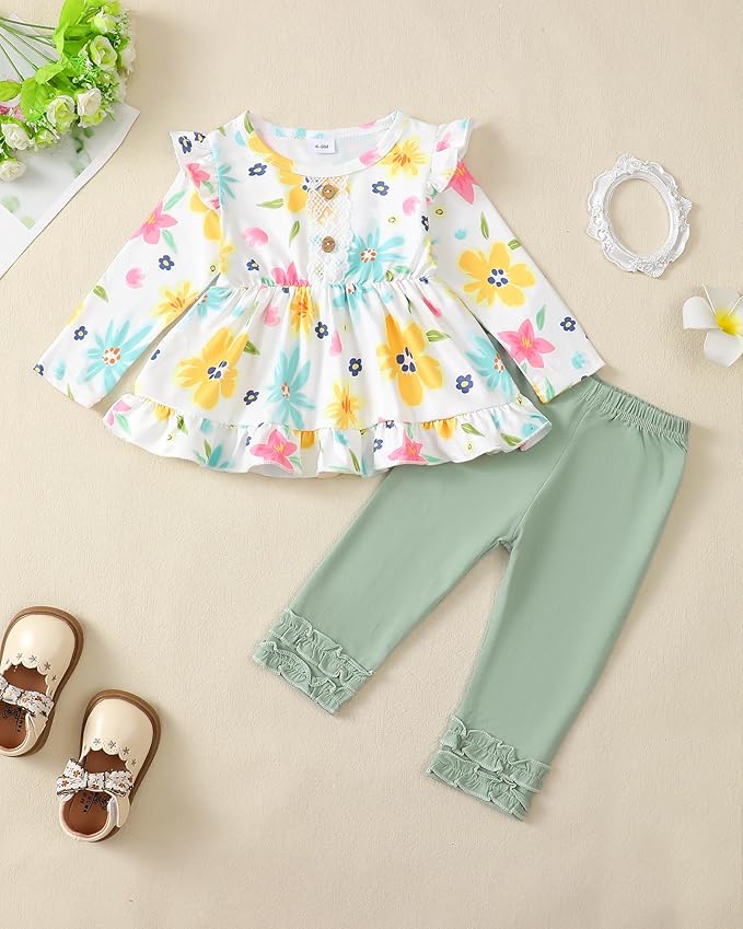 Baby Girl Clothes Toddler Girl Outfits Ruffle Shirt Pants Cute Infant Outfit Set Baby Girl Fall Winter Clothes