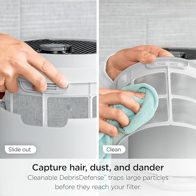 Shark NeverChange Air Purifier Compact Pro with Long-lasting HEPA Exceeding Filtration, Captures Pet Dander, Dust, Smoke, and Allergens, up to 250 sq. ft. for Bedroom, Home Office, Dorm, HP072PK