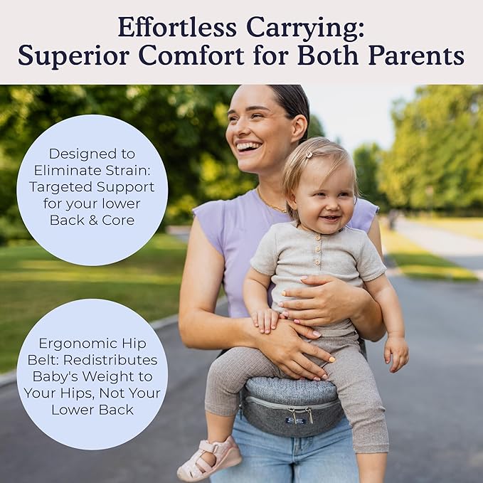 Beco Foldable Hip Seat Carrier - Baby 4-in-1 Easy-to-Use Carrier with Space-Saving Design for Newborn to Toddler (0-36 months/7-32.8 lbs (Gray)