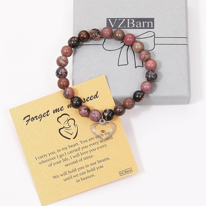 Miscarriage Gift Heart Charm Stretch Bracelet Crystals and Healing Stones Bracelet for Mother Father