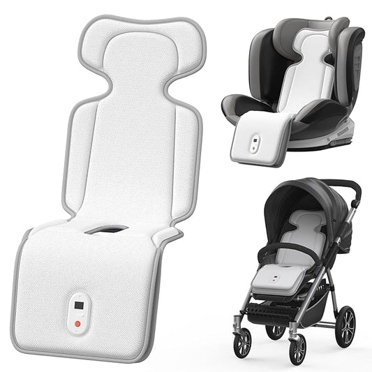 AMACOOL Baby Stroller Cooling Pad, 3D Breathable Carseat Cooling Pad with 2 Built-in Blower, Max 10H Ventilation 3 Speeds 10000mAh Rechargeable Cooling Mat Liner for Toddler Baby Summer Essentials