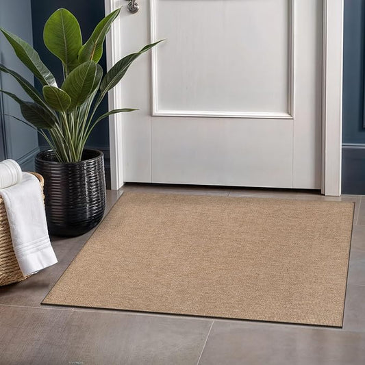 Beverly Rug Easy Jute Entry Rug 2x3 Solid Washable Durable Outdoor Indoor Area Rugs for Living Dining Room Patio Office Stain Resistant Non Shedding Casual Indoor Outside Carpet 2 x 3 Natural