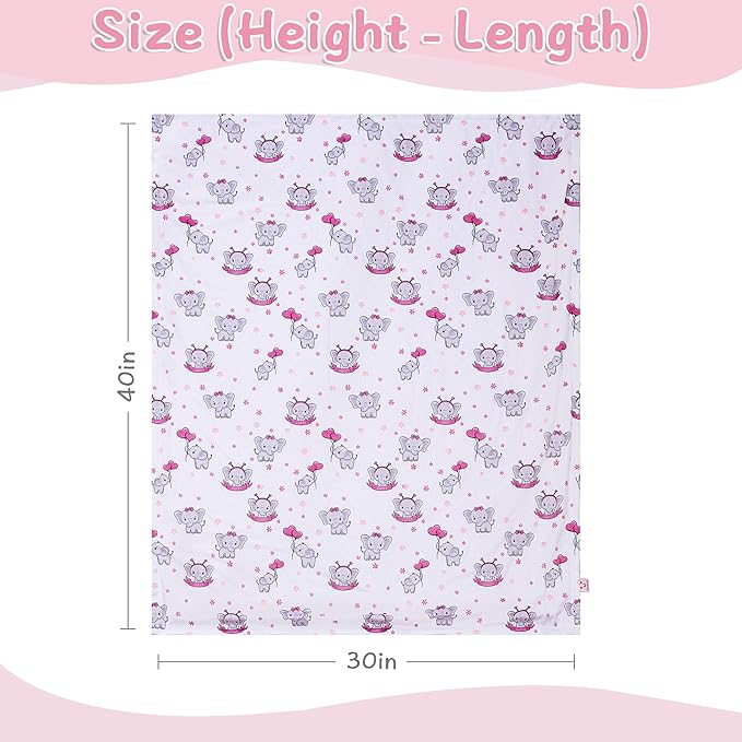 QSTEHEML Baby Blankets for Girls,Super Soft Elephant Nursery Minky Blanket Neutral,Baby Gifts Double Layer with Dotted Backing,Pink Newborn Blankets for Crib Stroller(Elephant, 30 * 40inch)