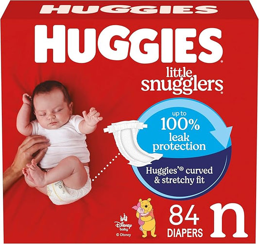 Huggies Size Newborn Diapers, Little Snugglers Baby Diapers, Size Newborn (up to 10 lbs), 84 Count, Packaging May Vary