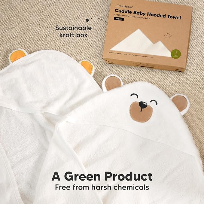 KeaBabies Hooded Baby Towel for Newborn - Viscose Derived from Bamboo Large Baby Bath Towels with Hood for Boys, Girls, Toddler, Extra Absorbent & Soft Newborn Bath Essentials (Rooster)