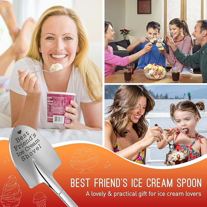 Funy Dads Ice Cream Shovel Mothers Day for Best Friend Friendship Bestie Gifts Female Women Unique Long Distance Friendship Soul Sister Easter Basket Stuffers Friends Birthday