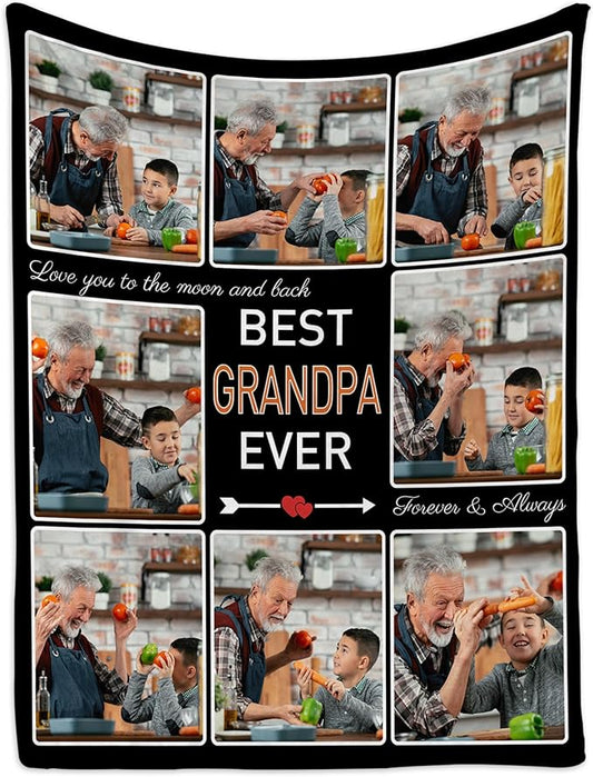 Custom Photo Blanket - Personalized Grandpa Blanket for Grandfather