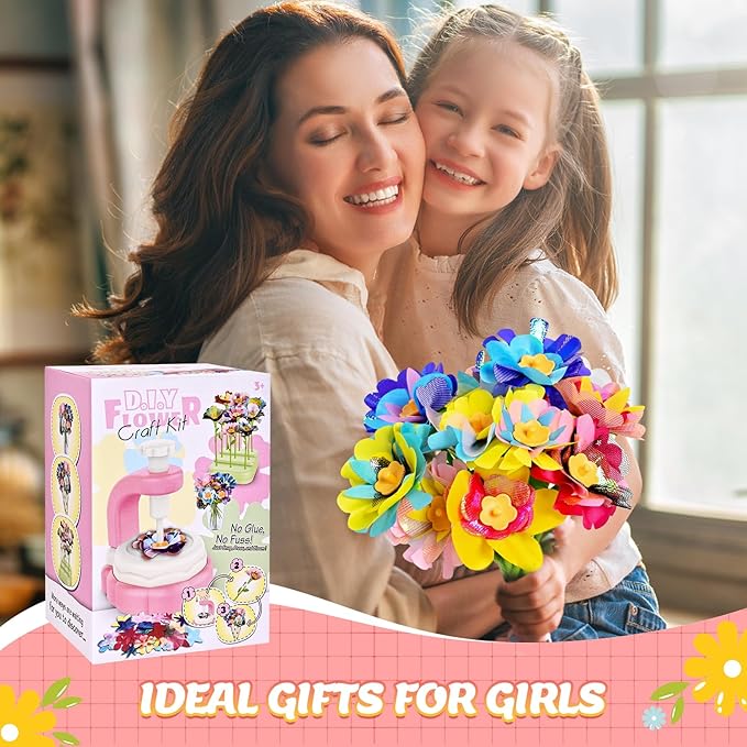 Fabric Flower Bouquets Toys - Arts & Crafts for Kids 4-6,Educational Toys for 4 5 6+ Year Old Girls,DIY Toddler Craft Kits for Girls Ages 8-12,Build Your Flower Bouquet, Ideas Birthday Gifts for Girl