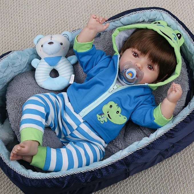 CHAREX Lifelike Reborn Baby Dolls Boy - 18 Inch Baby Toddler Soft Body Realistic Newborn Baby Doll Real Life Baby Dolls Toy Gift with Accessories for Kids Age 3+