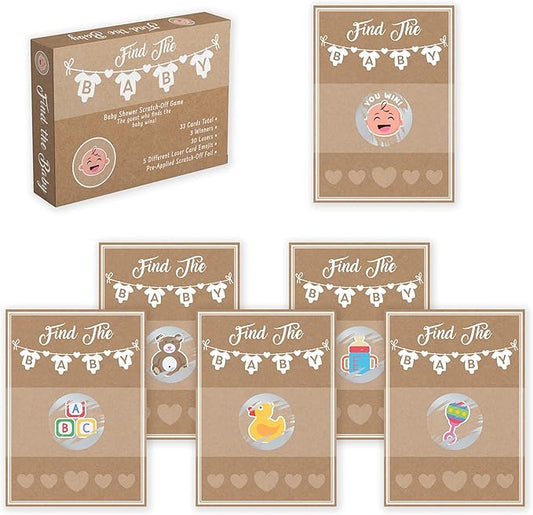 Party Hearty Baby Shower Games Kraft 33 Raffle Cards, Emoji Scratch Off Lottery Tickets, 3 Winners 5 Different Loser Card Designs, Gender Neutral, Silly Activity for Ice Breakers, Door Prizes, Favors
