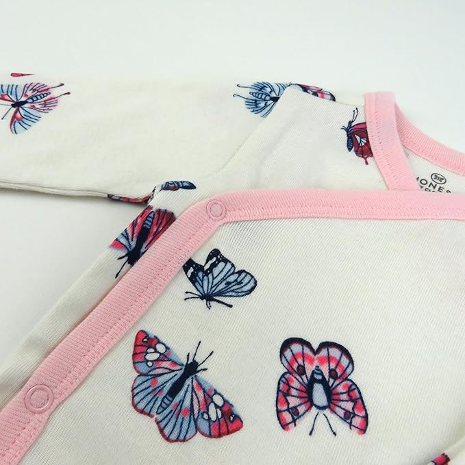 HonestBaby unisex-baby 3-pack Long Sleeve Side-snap Kimono Bodysuits Organic Cotton for Infant Baby Boys, Girls, Unisex