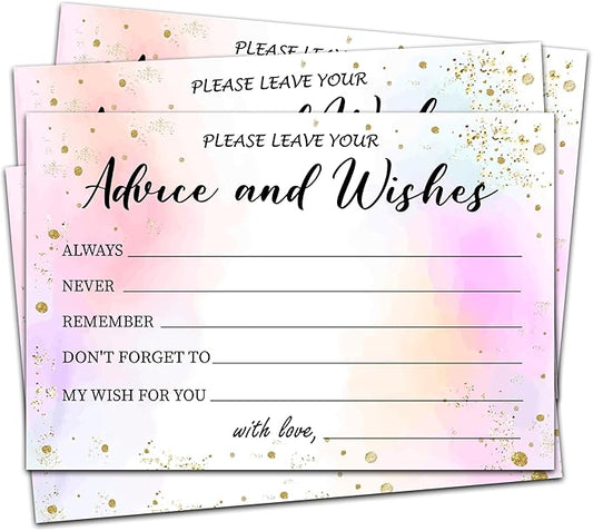 Advice And Wishes Cards (25pcs), Tie-Dye Advice Cards For Mr And Mrs, Bride And Groom, New Parents, Bridal Shower, Baby Shower, Engagement, Wedding, Bachelorette Party Games Decor -A13