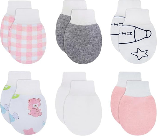 RATIVE Wrist Tab Baby Mittens 0-6,6-12 Months Organic Cotton for Newborn Baby Boys Girls