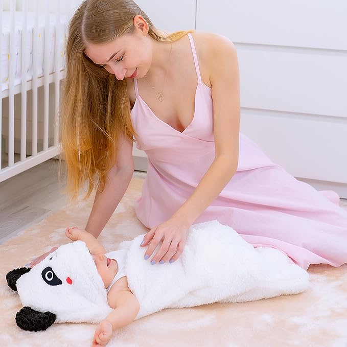 Newborn Panda Baby Swaddle Blanket 0-6 Months Cute Ultra Soft Plush Essentials Must Have Infants Girls Boys Baby Accessories Gender Neutral Stuff, Receiving Swaddling Wrap Nursery Clothe Shower Gift